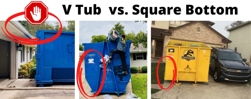 v-tub style dumpster vs efficient square bottom